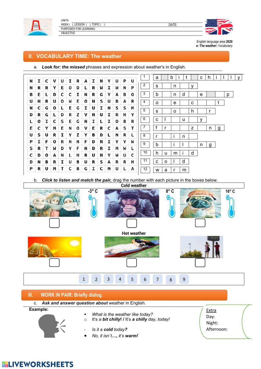 The weather: vocabulary-e