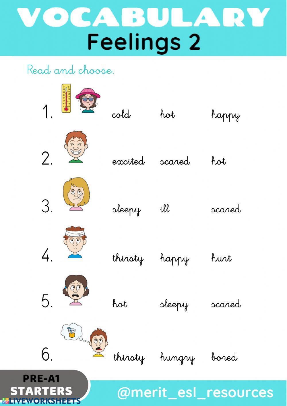 Feelings - Read and choose Feelings - Read and choose