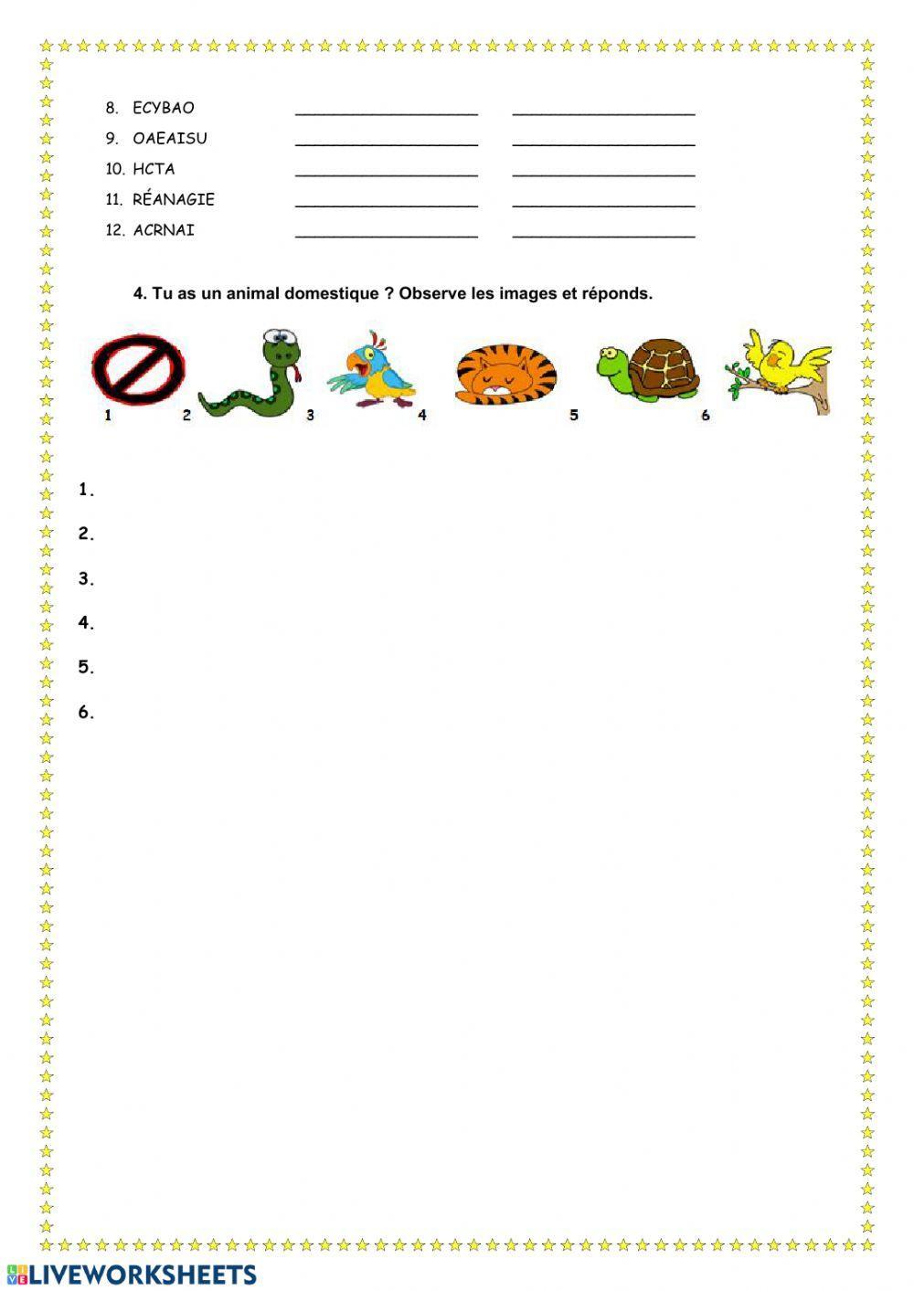 Les animaux domestiques