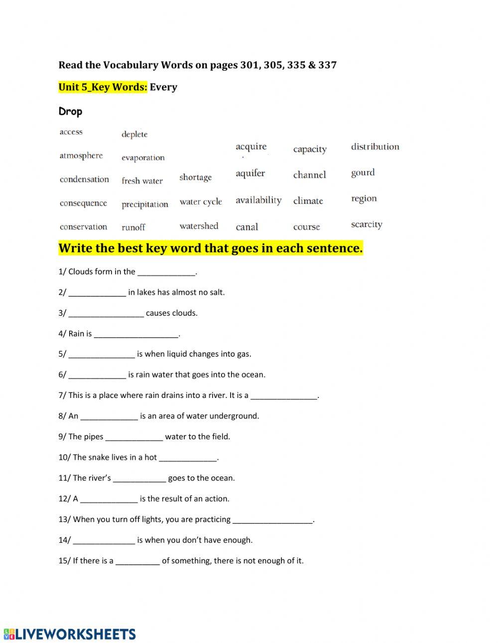 Unit 5 Vocabulary quiz