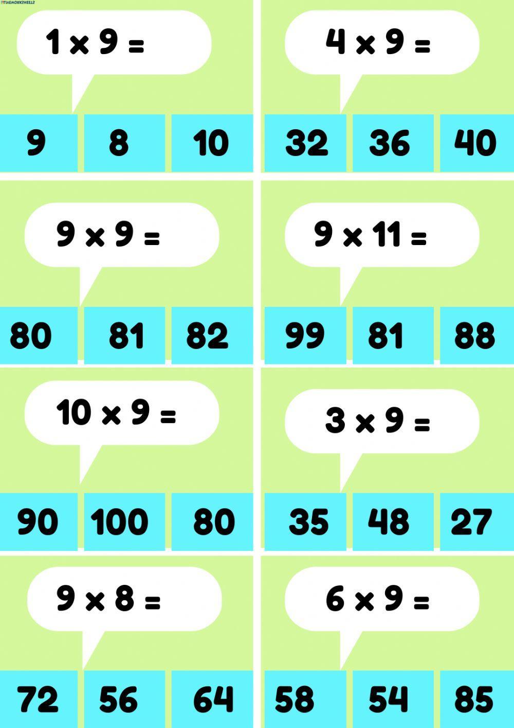 Multiplication table 9 Multiplication table 9