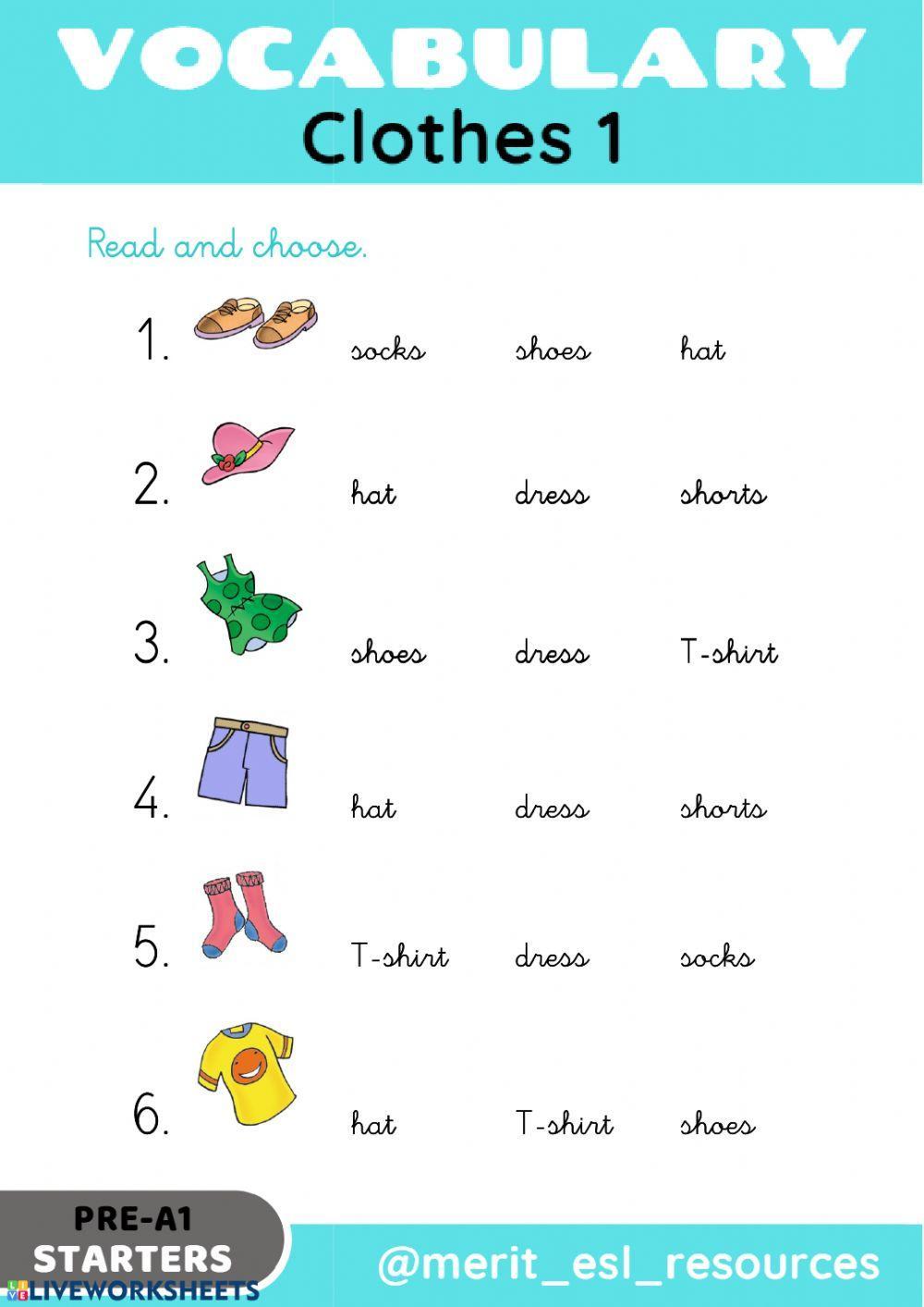 Clothes - Read and choose Clothes - Read and choose