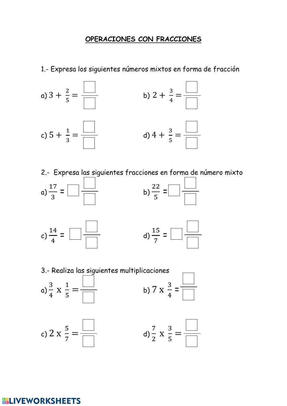 Operaciones con fracciones