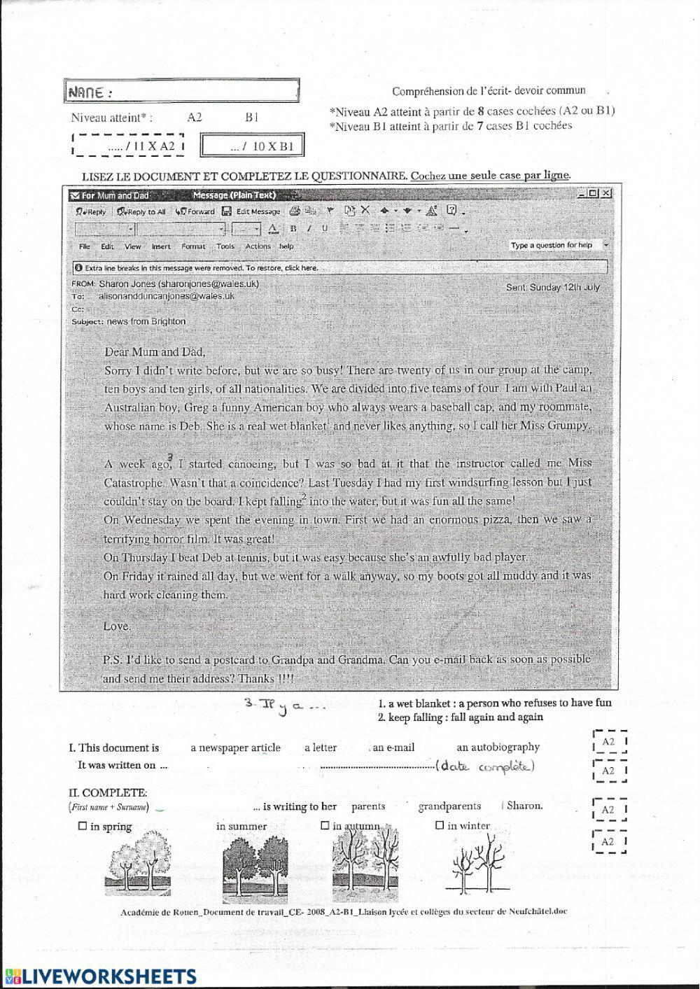 Email from Sharon Jones