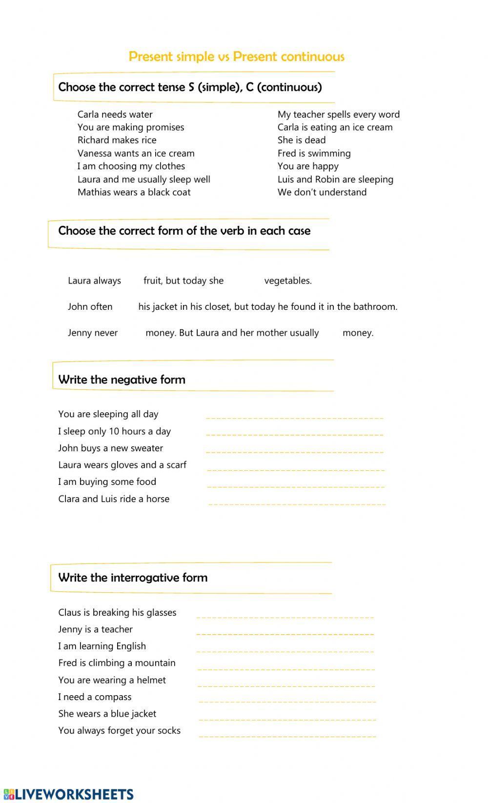 Present tense: simple vs continuous
