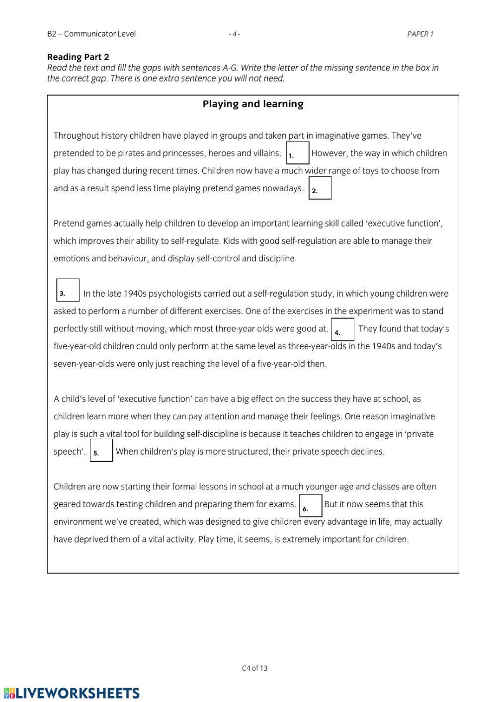 LanguageCert sample B2 exam, reading