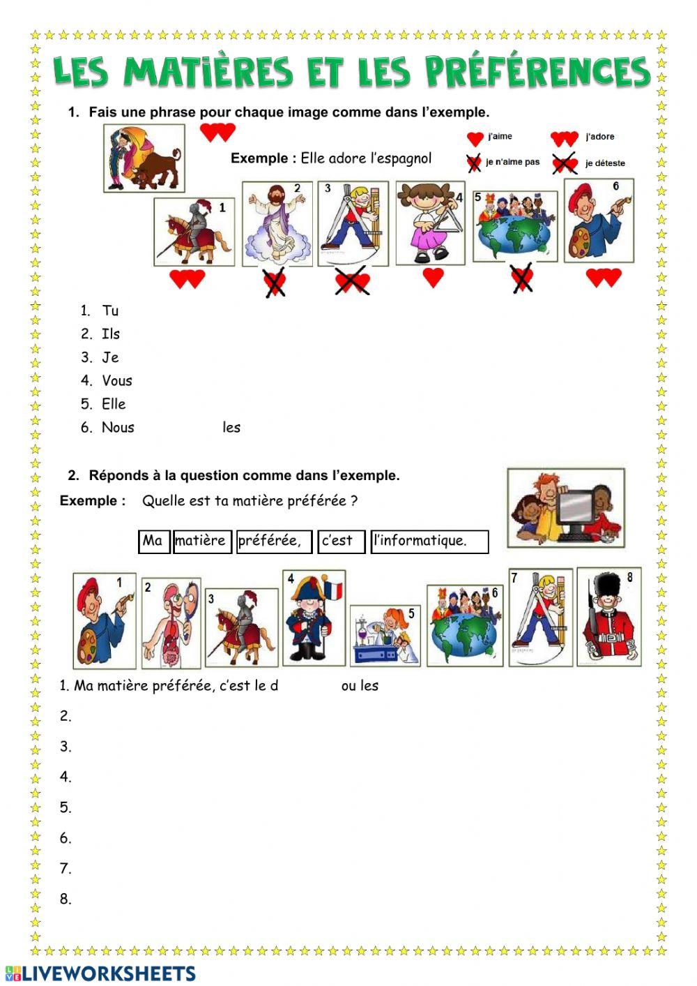 Les matières et les préférences2