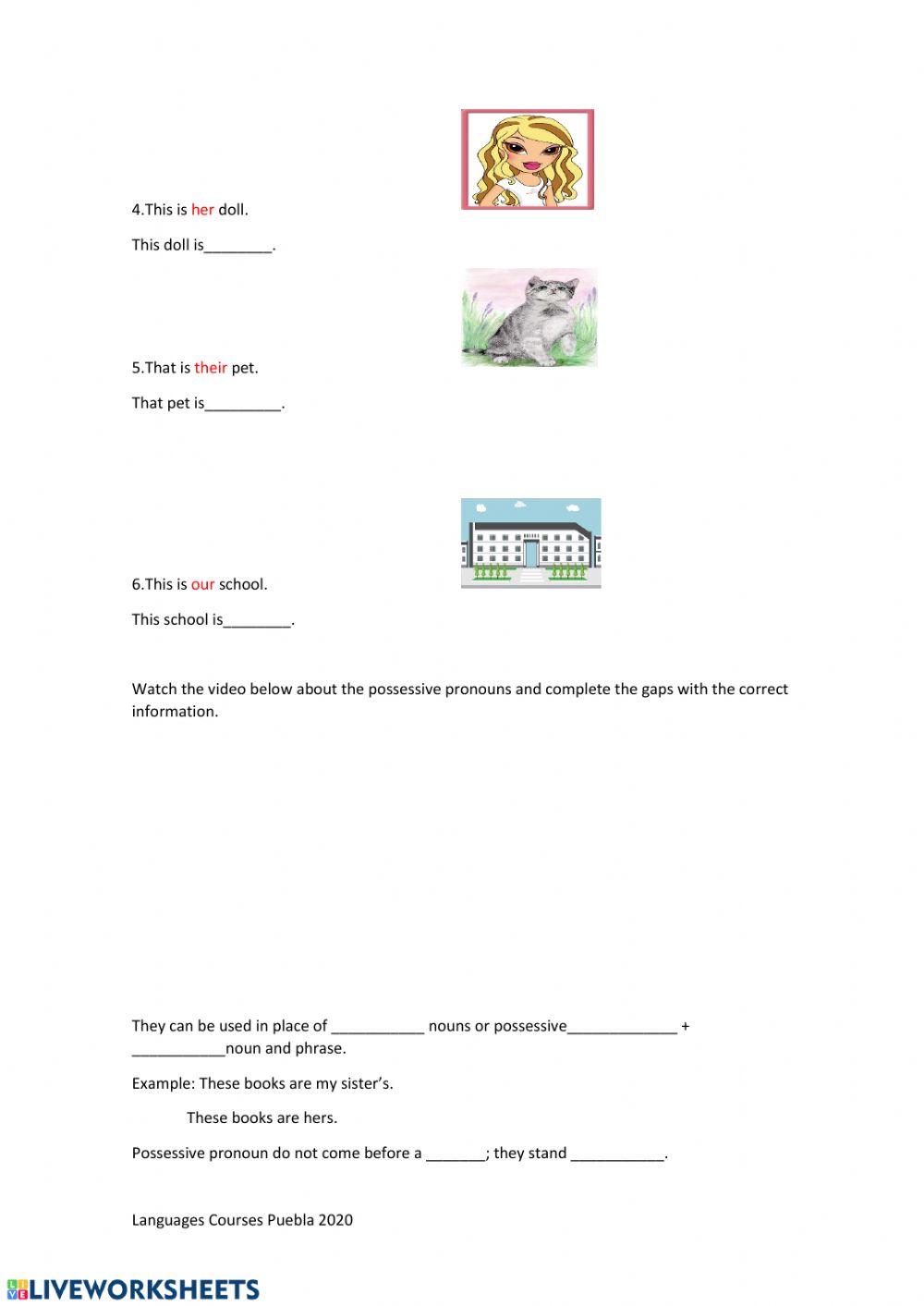 Possessive pronouns and adjectives