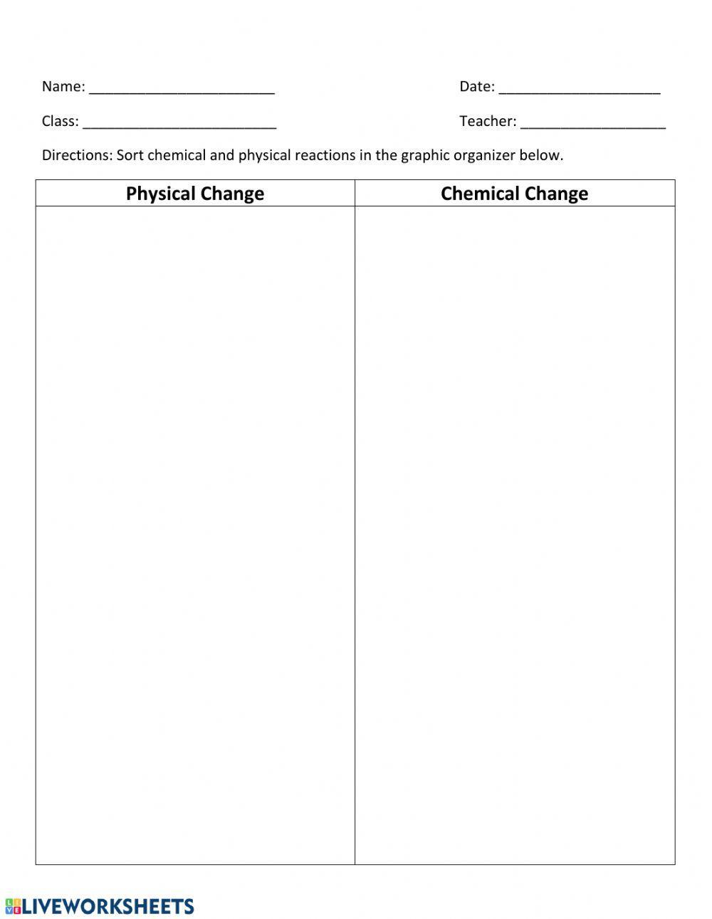 Chemical and physical changes