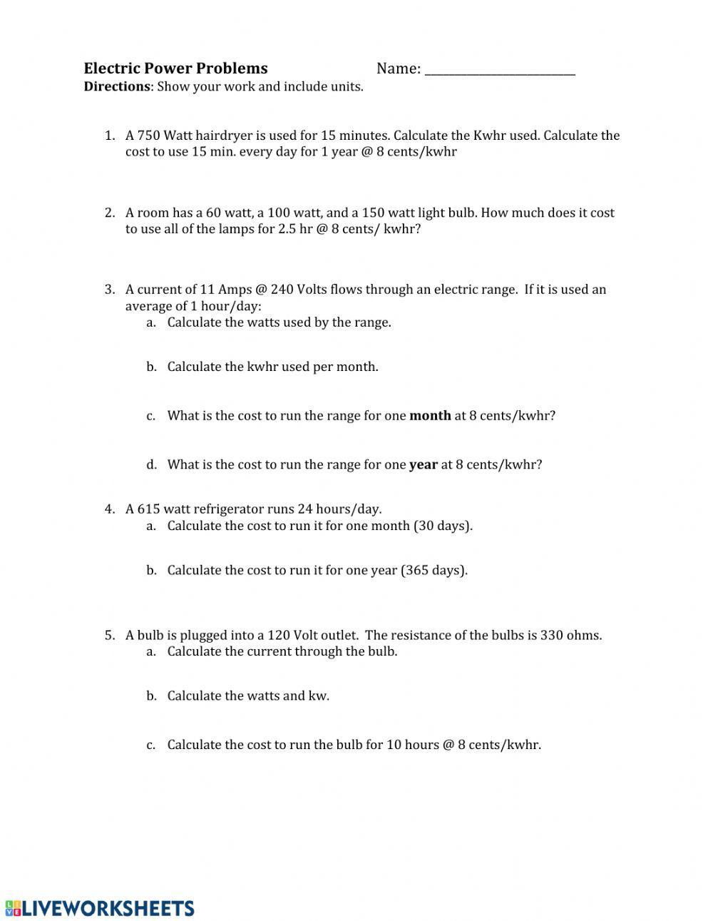 Physics: Electric Power