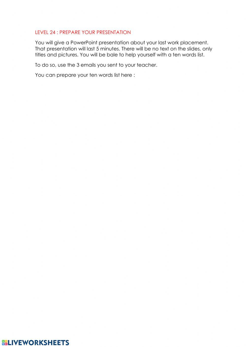 Level 24 prepare your presentation