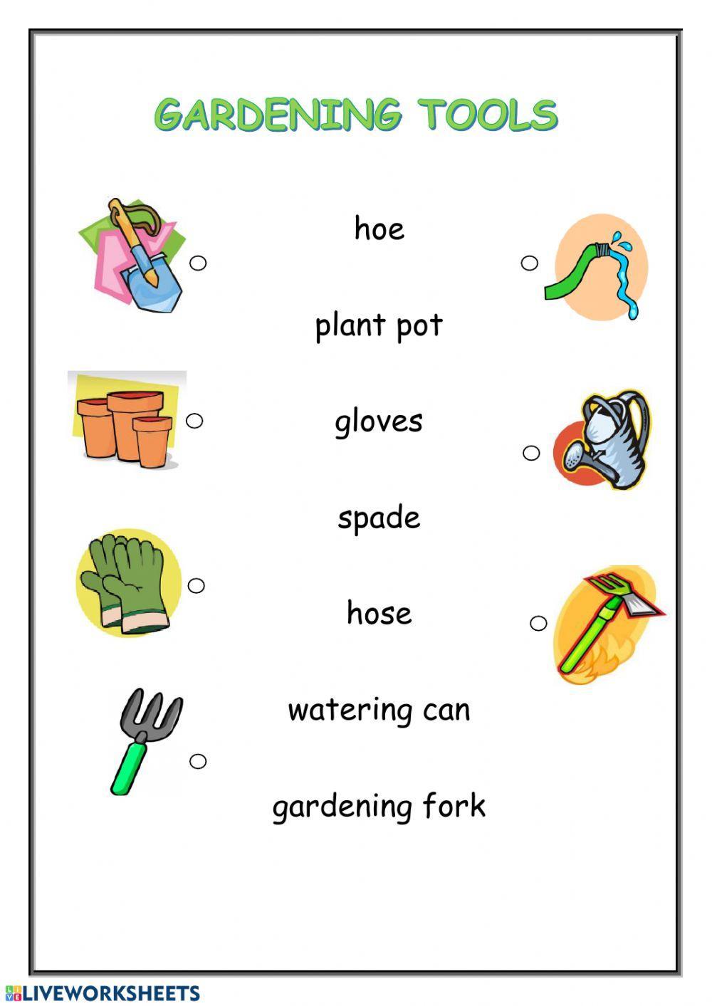 Gardening Tools Worksheet Live