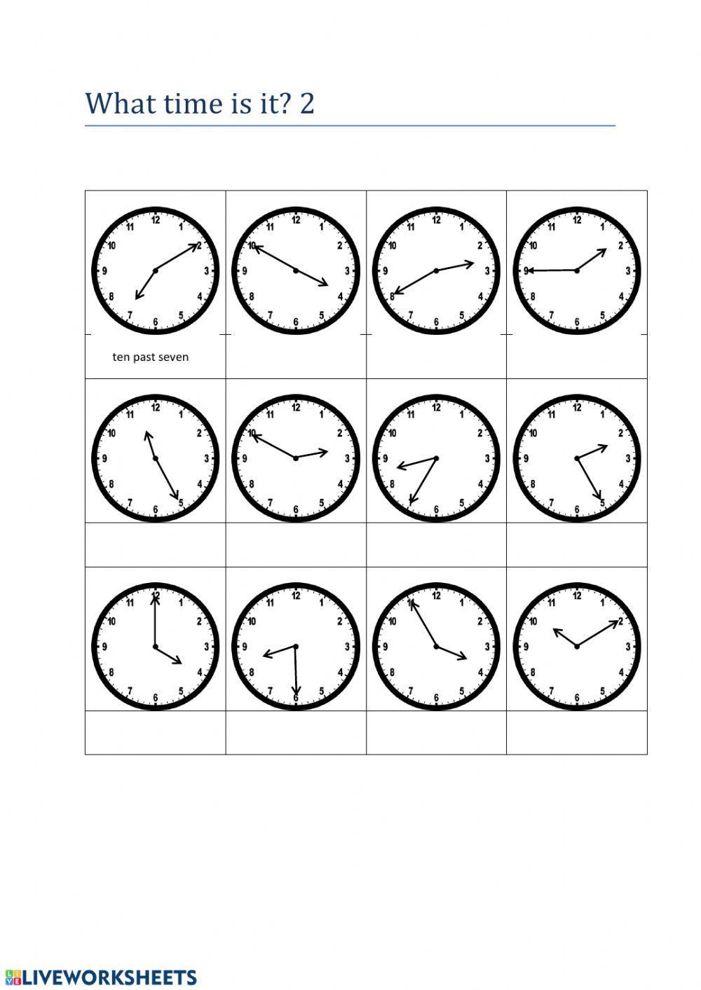 What time is it? 2 (5 mins)