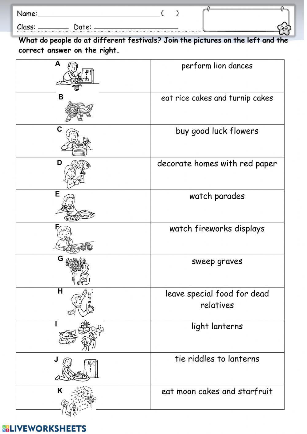 Book 6B Chapter 1 Vocab Matching Exercise