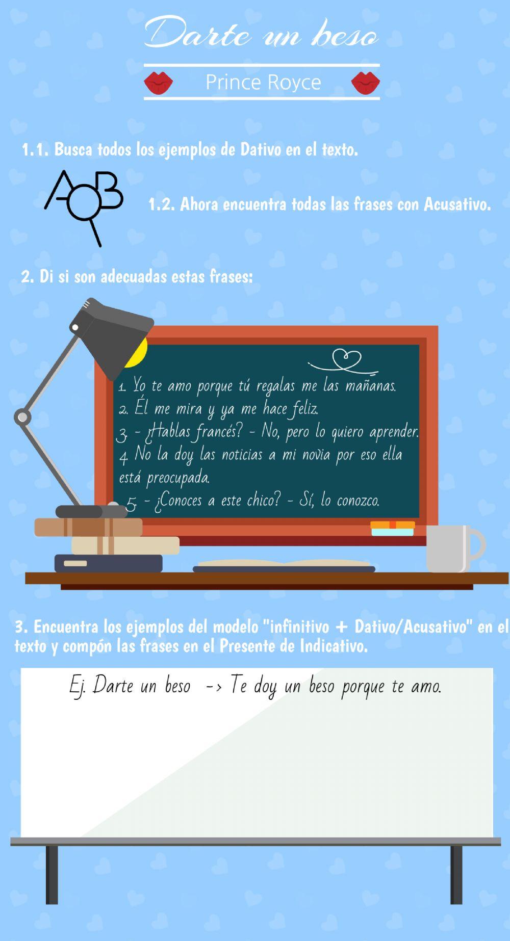 Complementos directo e indirecto en la canción -Darte un beso- de Prince Royce