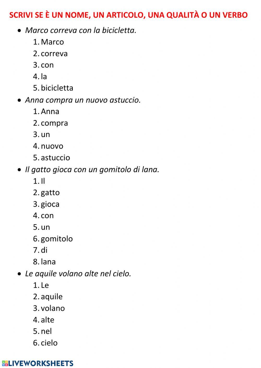 Verbo, nome, qualità o articolo?