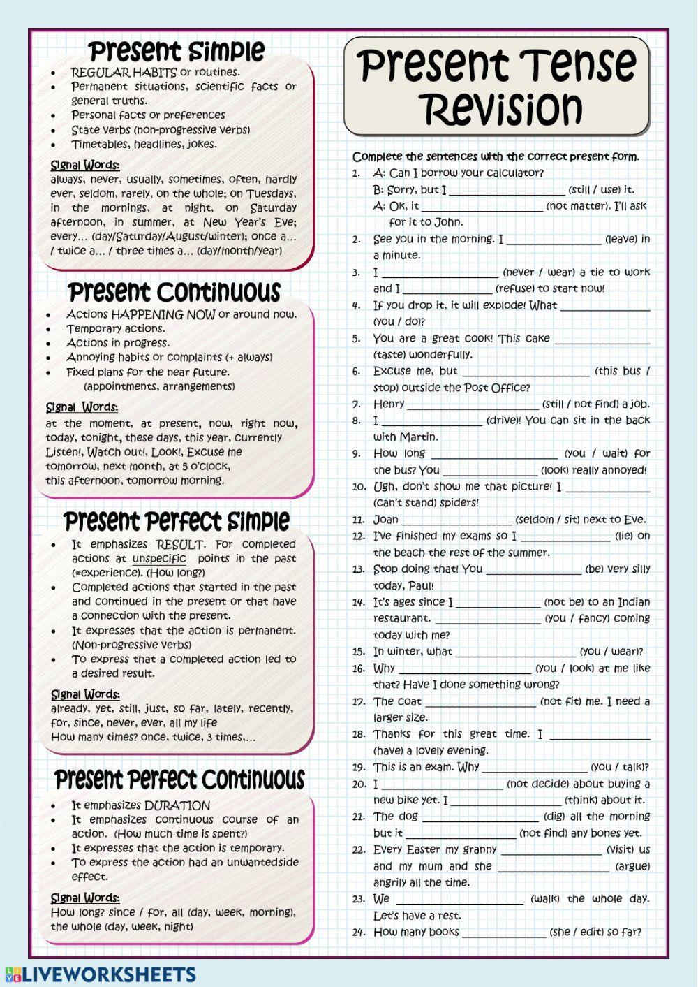 Present tenses review