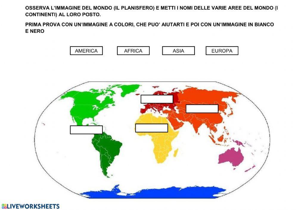 I nomi dei continenti