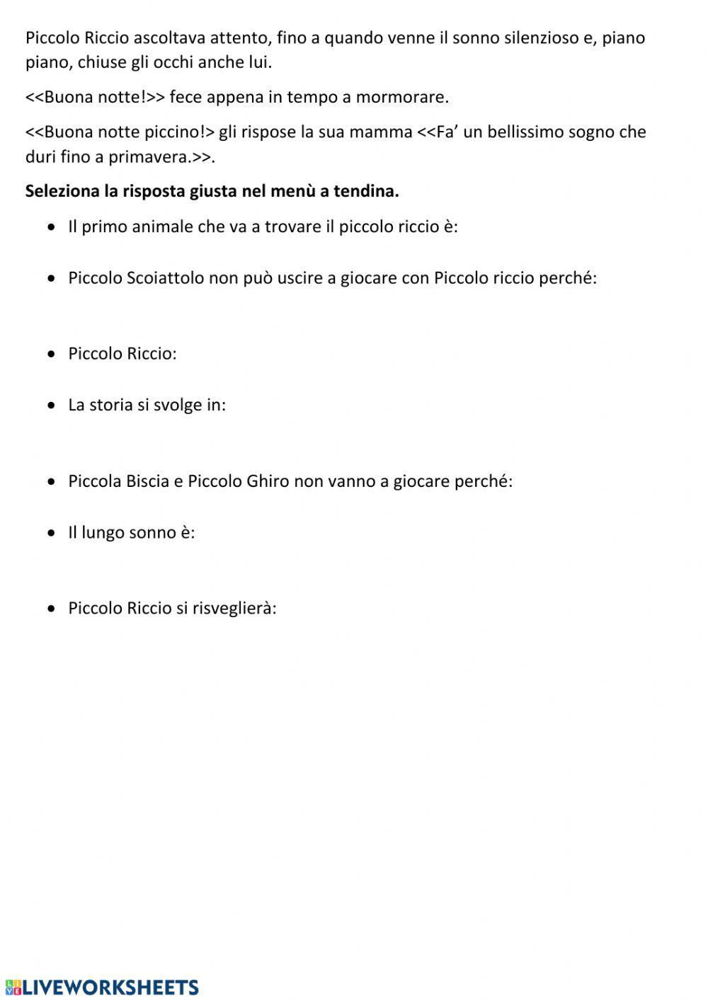 Piccolo riccio non vuole dormire