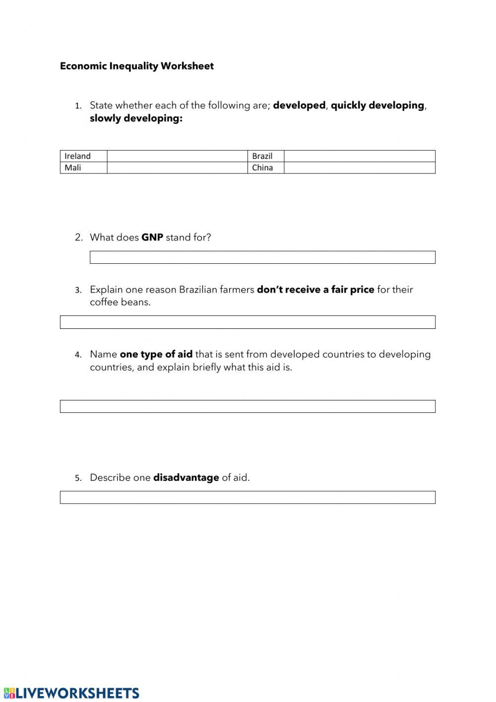 JC Economic Inequality Worksheet worksheet Live Worksheets JC Economic Inequality Worksheet worksheet Live Worksheets
