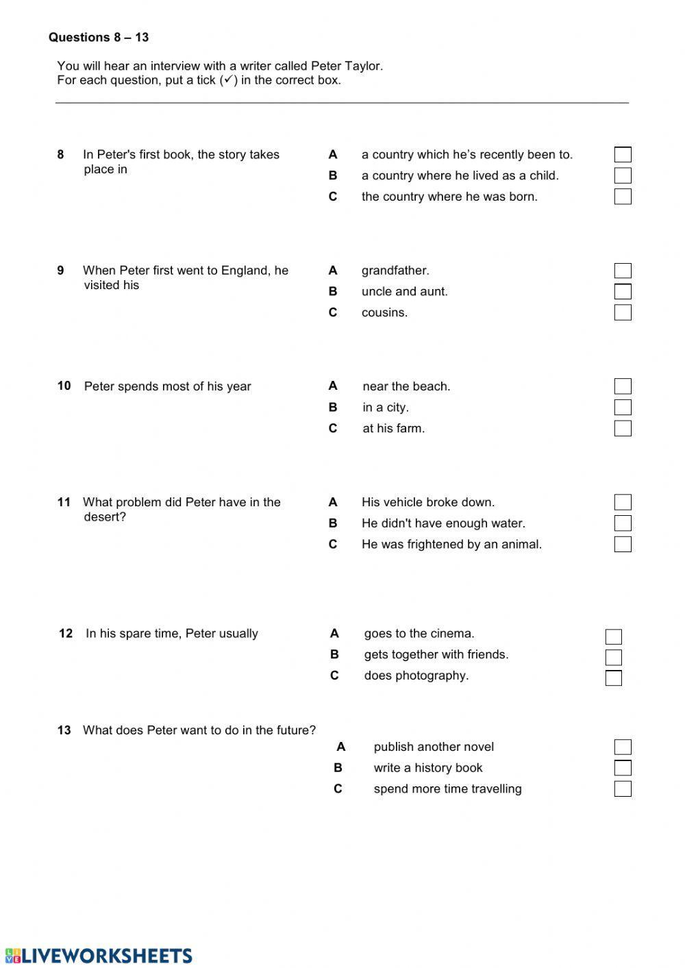 Pet practice- listening part 2