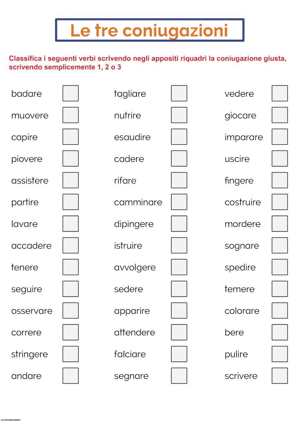 Le tre coniugazioni Le tre coniugazioni