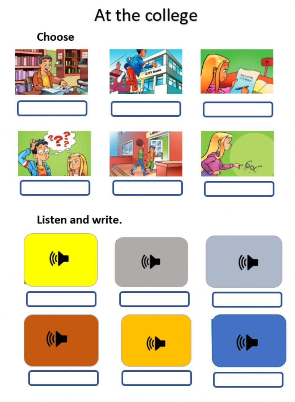 At the college. Choose, listen and write. 2