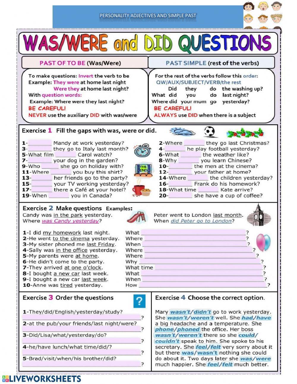 Adjectives and past simple