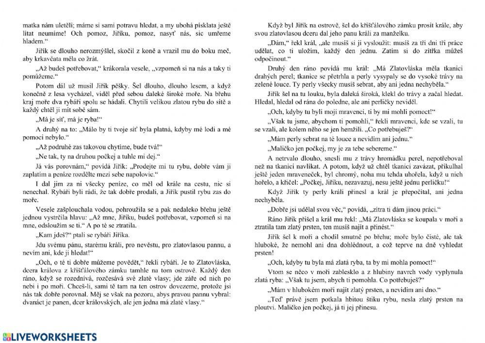 Práce s textem K.J.Erbena