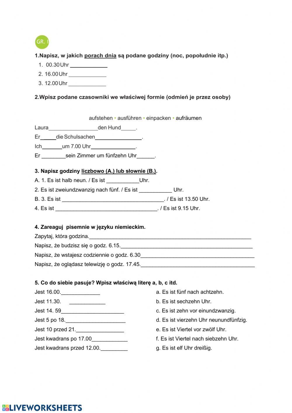 Uhrzeit- Trennbare Verben