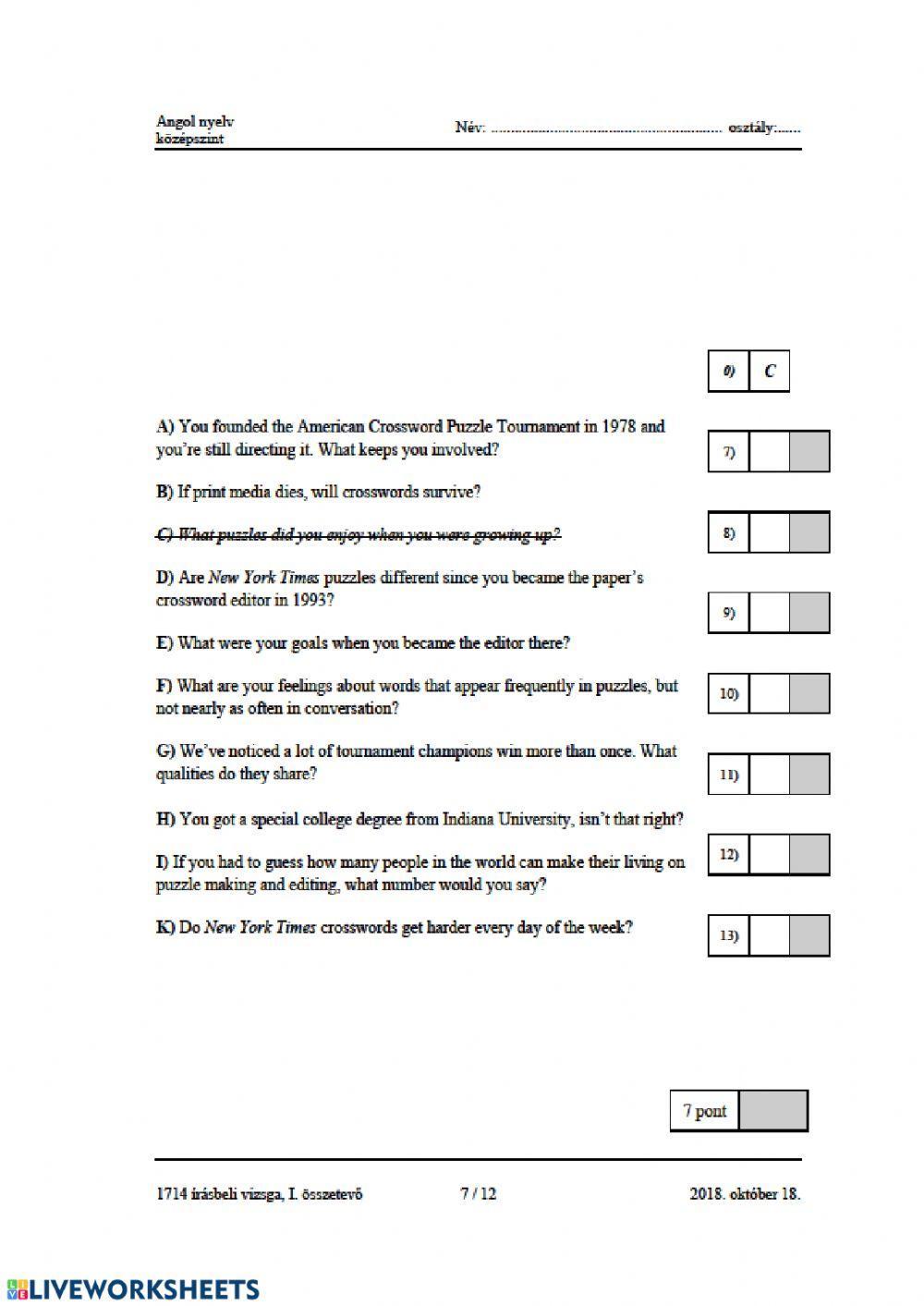 Érettségi 2018 október 1.