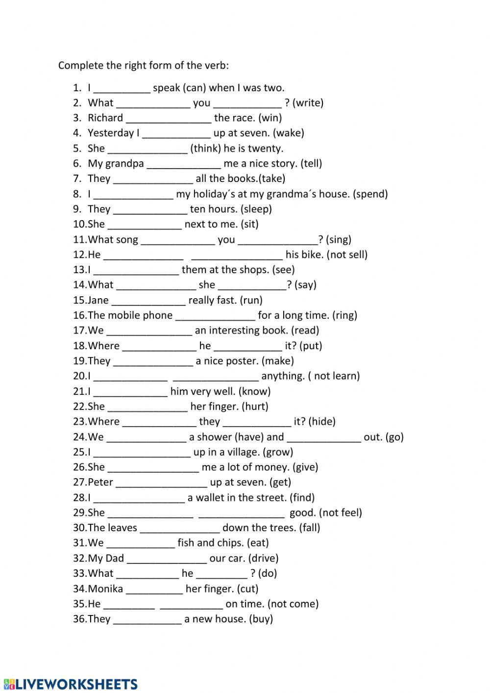 Past simple - irregular verbs