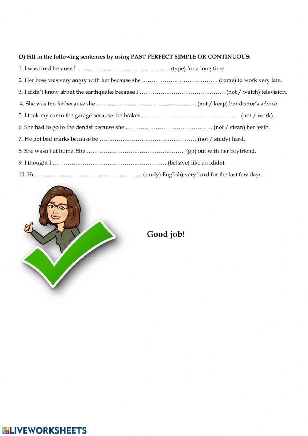 Past Simple, Past Perfect and Past Perfect Continuous