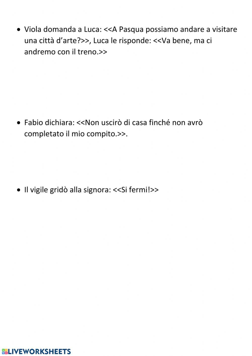 Dal discorso diretto al discorso indiretto