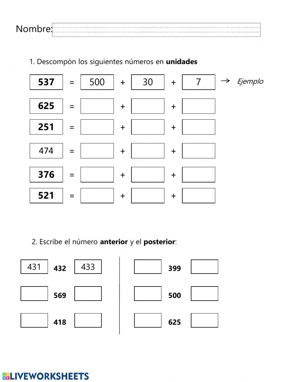 Descomposición de números