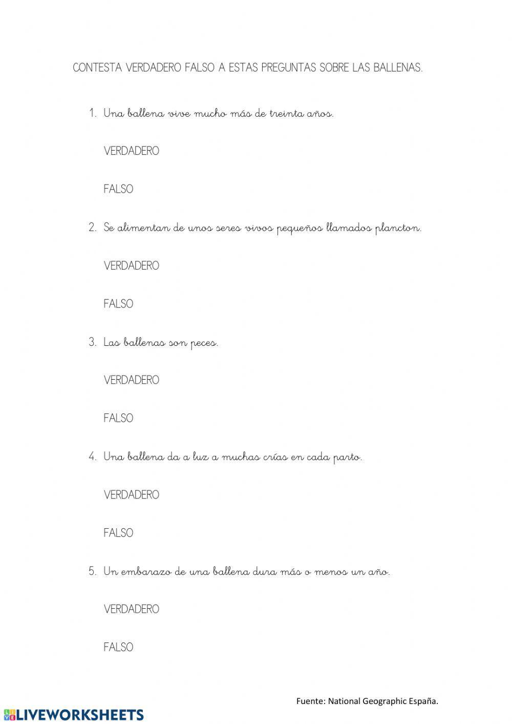 Comprensión lectora: ballenas