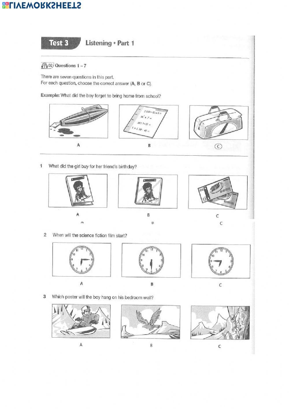 Pet for schools listening test 3 parts 1 2 5407991