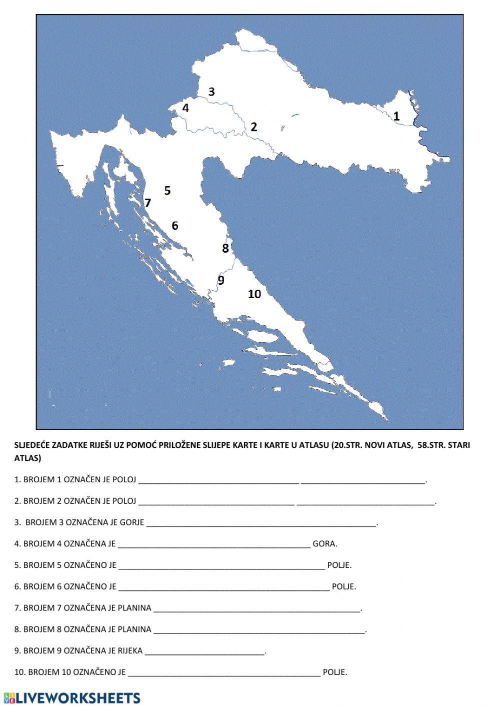Reljef Hrvatske - kartografska vježba PP
