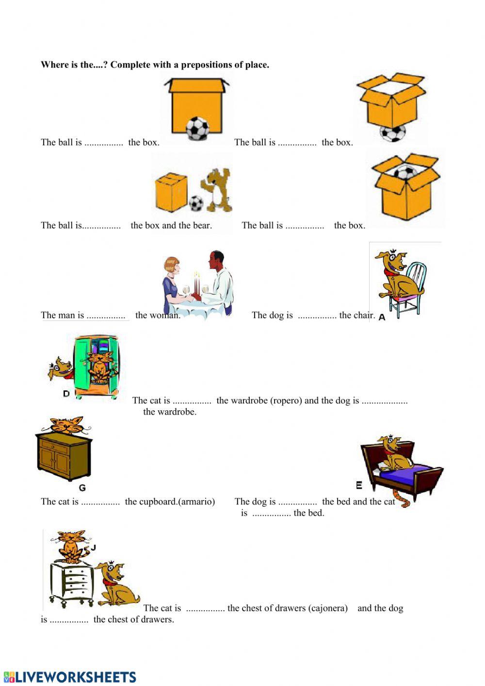 Place prepositions activity Live Worksheets