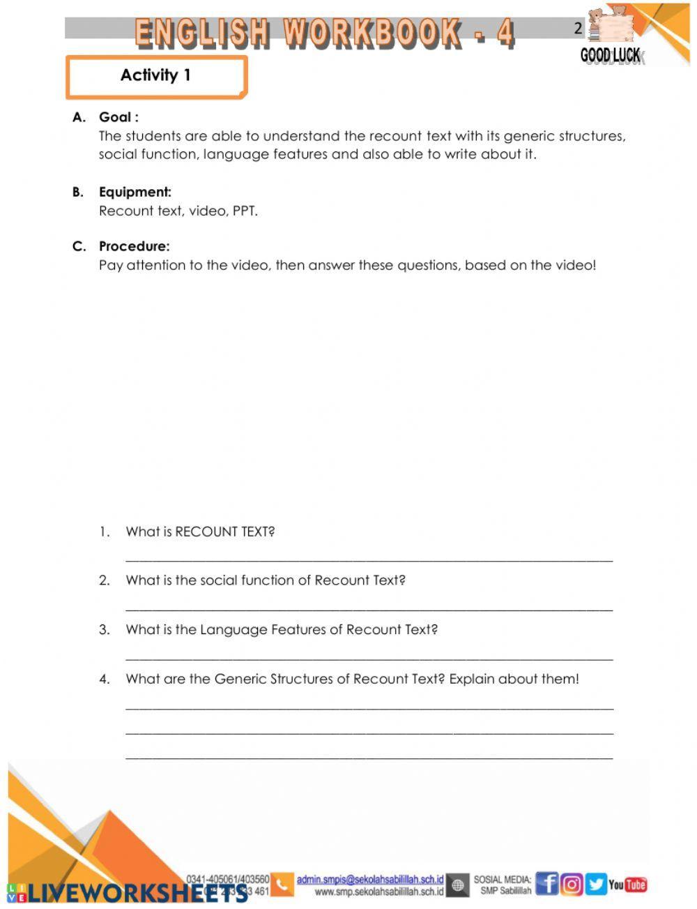 Recount text part 1 Recount text part 1