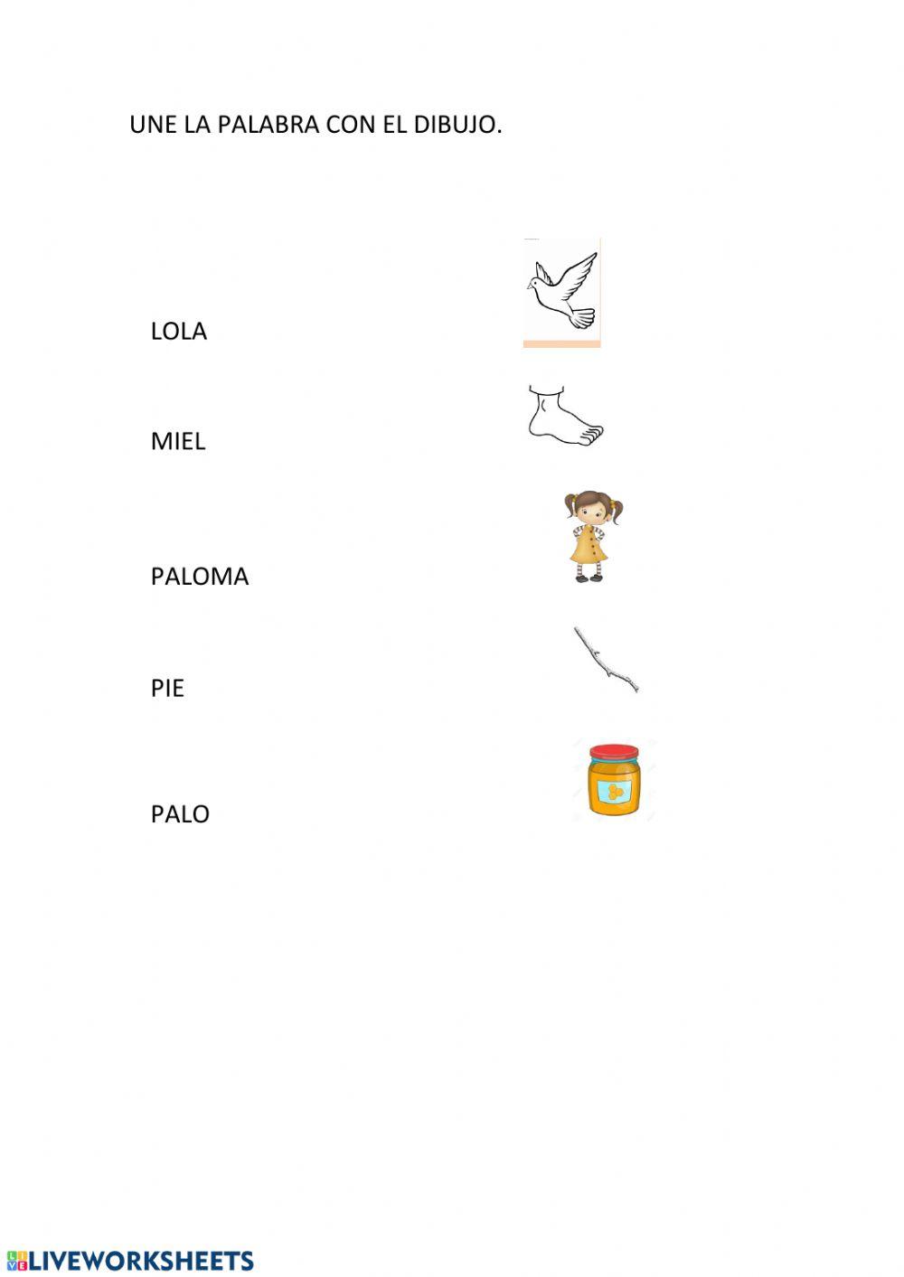 Unir palabras y dibujos