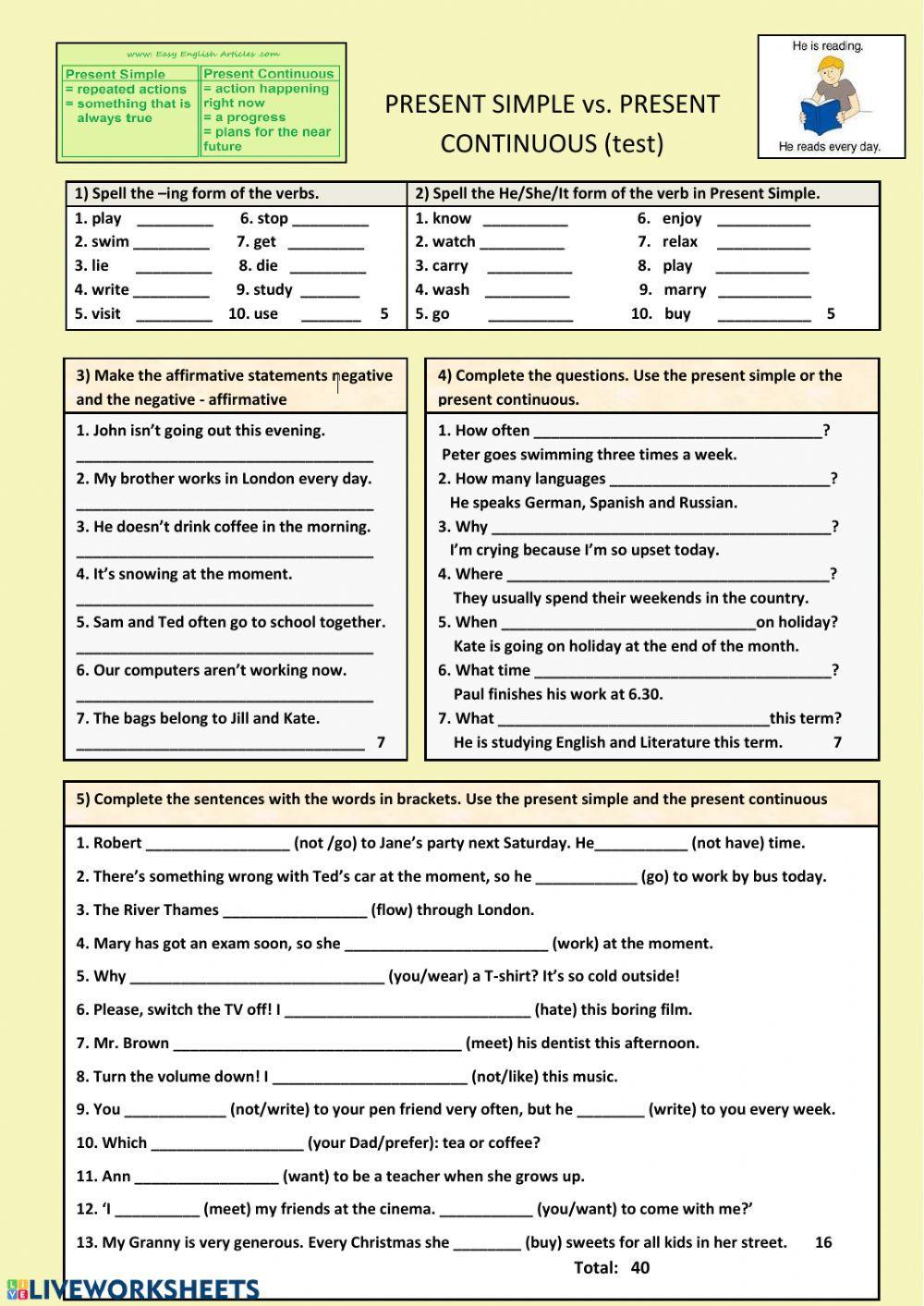 Simple Present and Present Progressive Tense