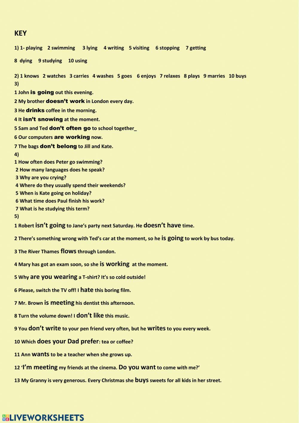 Simple Present and Present Progressive Tense