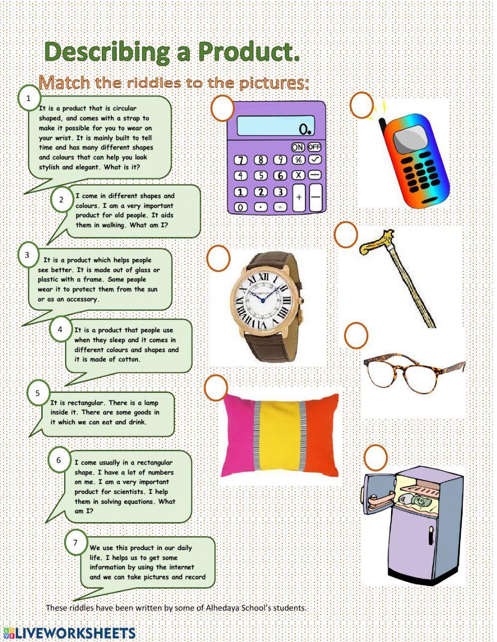 Describing products (riddles)
