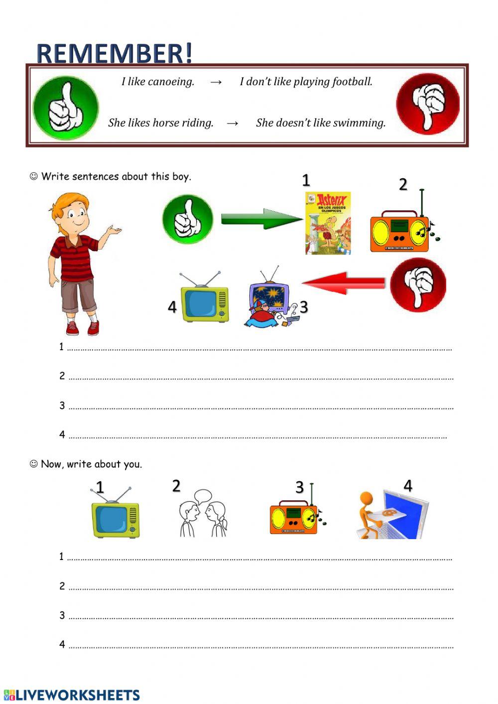 To like and free time activities