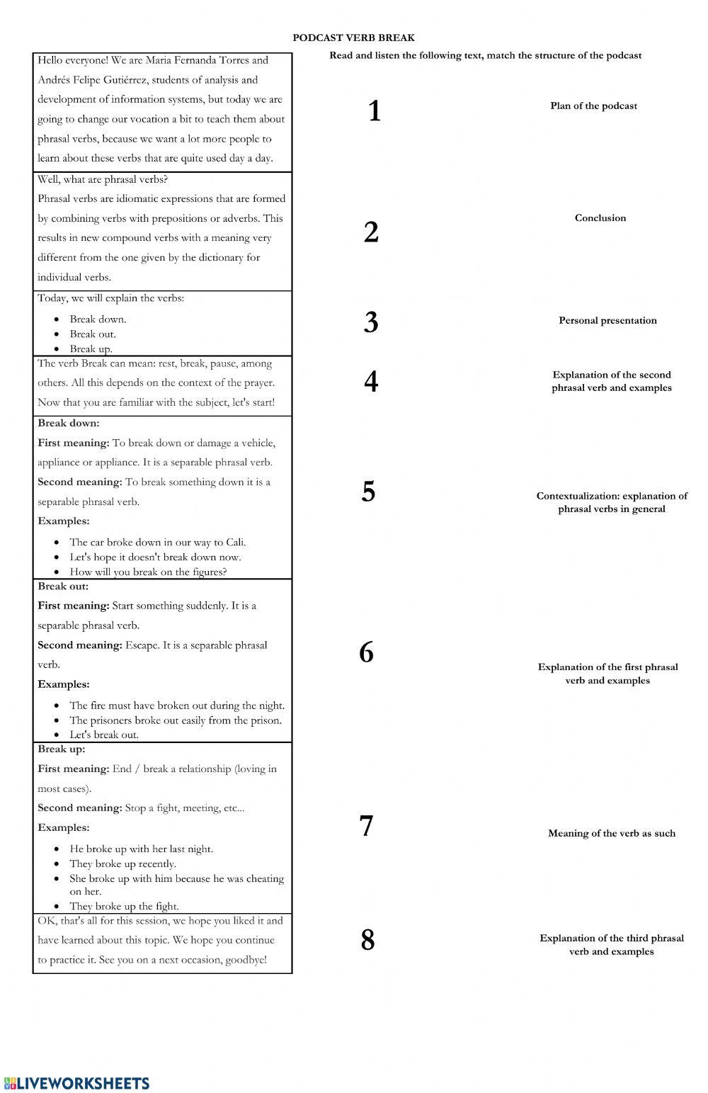 Podcast parts matching