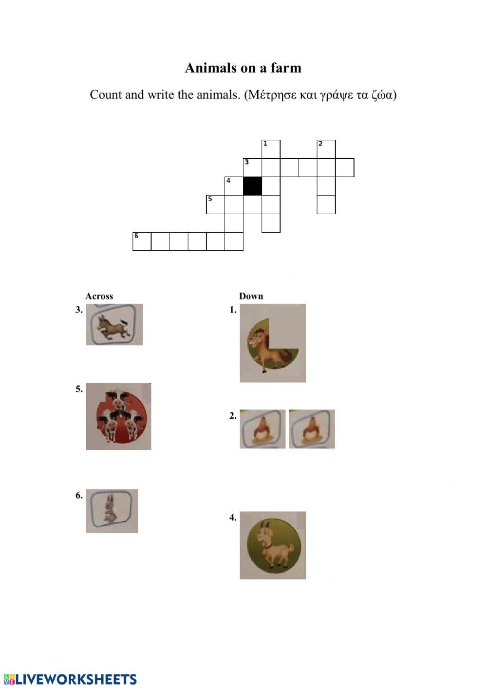 Farm animals crossword