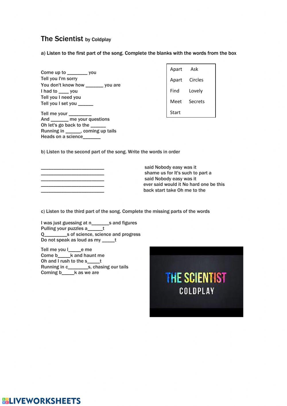 the scientist coldplay