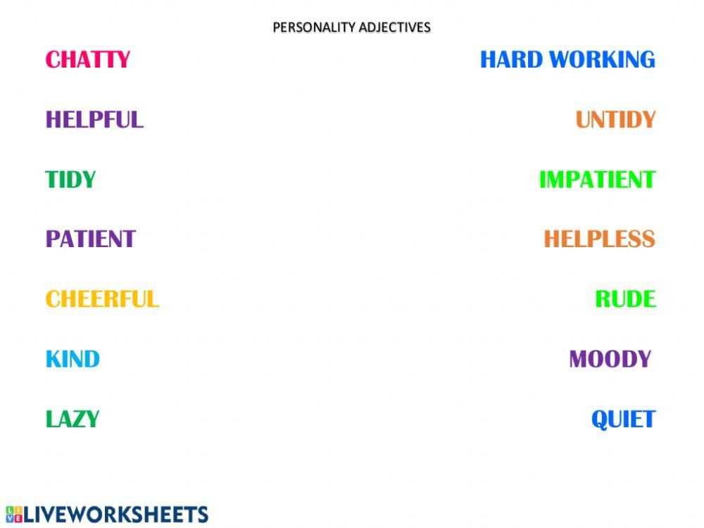 Opposite personality adjectives