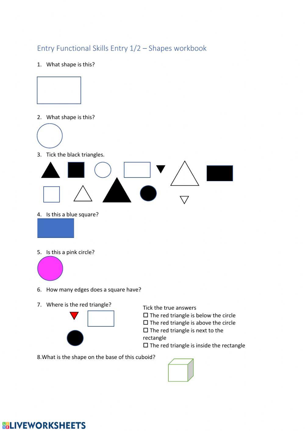 Entry 1 -2 FS Maths - 2D shapes